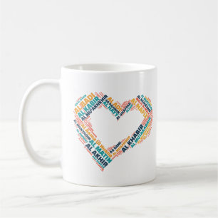 Caneca De Café 99 Belos Nomes em Forma de Coração de Alá
