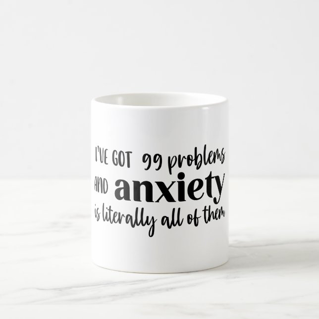 Caneca De Café 99 Problemas Presente Engraçado na Saúde Mental (Centro)