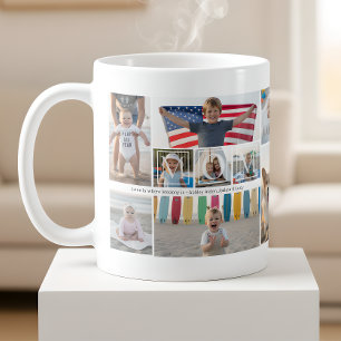 Caneca De Café 9 Colagem de Fotos Amor Você Mãe Nomes das Criança