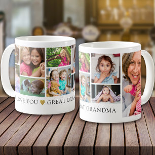 Caneca De Café 9 Colagem de Fotos Nós Amamos Você Bisavó Recordaç