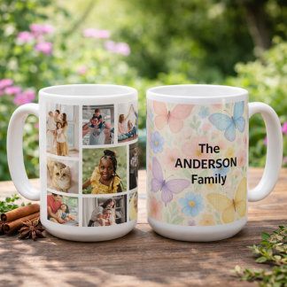 Caneca De Café 9 photos with Family Name  Coffee Mug