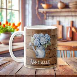 Caneca De Café A Águas Rustic Blue Hydrangea Pode Ser Personaliza