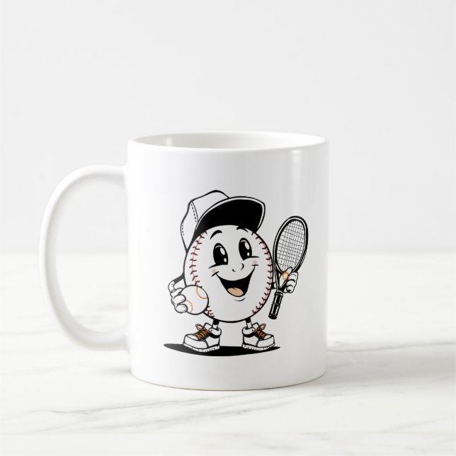 Caneca De Café A alegre mascote de Tênis de Baseball (Esquerda)