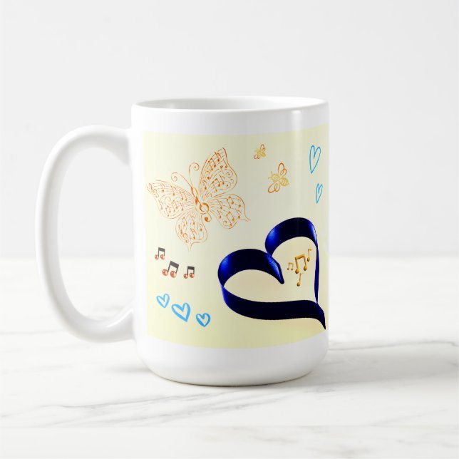 Caneca De Café A Alegria Importa - Gato Musical - Borboleta & Abe (Esquerda)