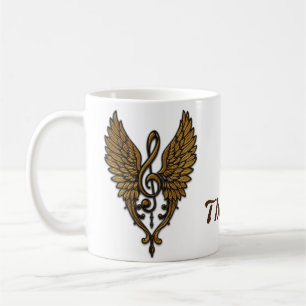 Caneca De Café A alma da melodia, uma clave ouro com asas.