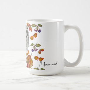 Caneca De Café A aquarela cai em lindas corujas e folhas