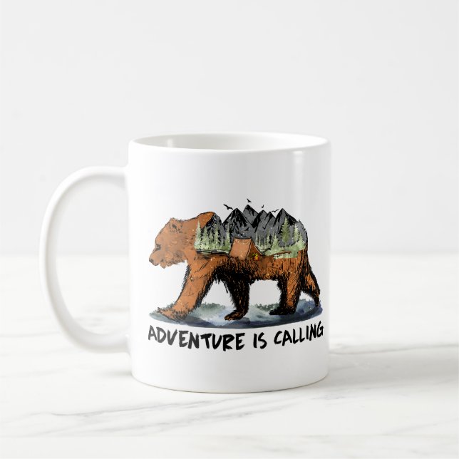 Caneca De Café A Aventura Chama O Urso De Acampamento (Esquerda)
