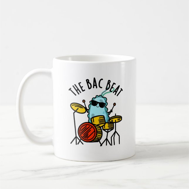 Caneca De Café A Bac Beat Engraçada Drummer Bacteria Pun (Esquerda)