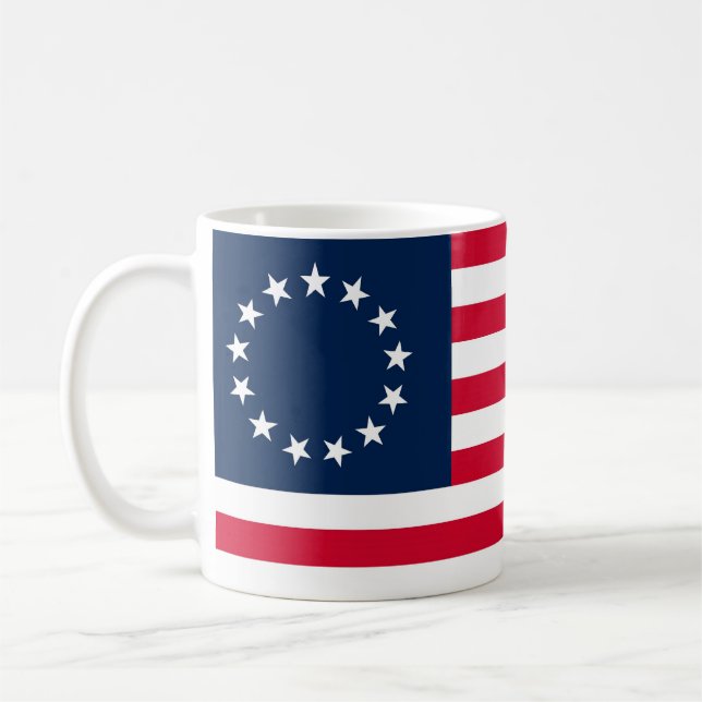 Caneca De Café A bandeira revolucionária de Betsy Ross da guerra (Esquerda)