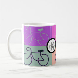 Caneca De Café A bicicleta do monograma esquadra o roxo, o