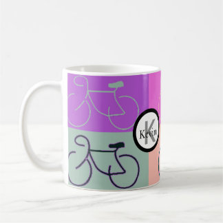 Caneca De Café A bicicleta do monograma esquadra o roxo, o