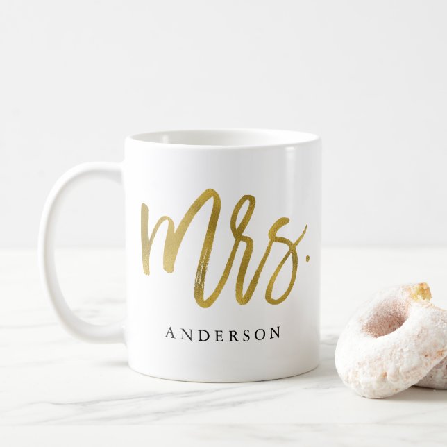 Caneca De Café A caligrafia dourada personalizada (Com Donut)
