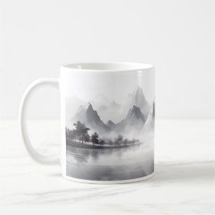 Caneca De Café A Calmaria da Natureza, Com um Rio e uma Montanha