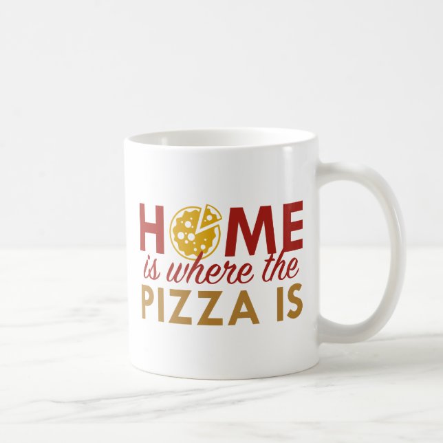 Caneca De Café A Casa É Onde Está A Pizza (Direita)