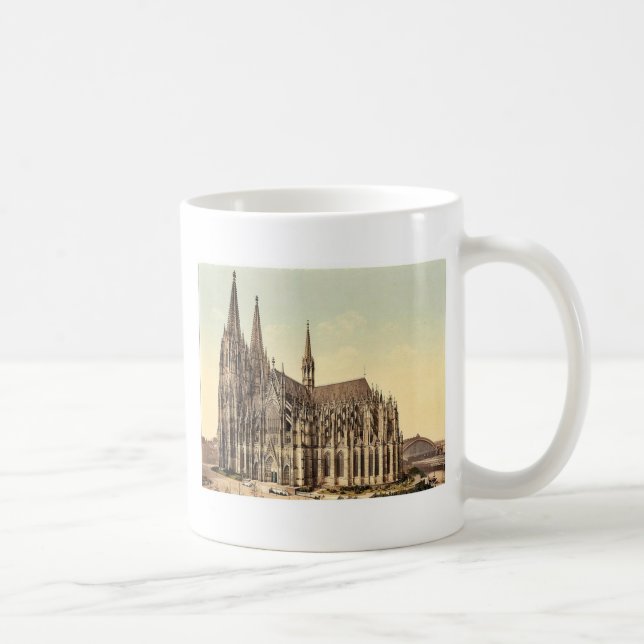 Caneca De Café A catedral, lado, água de Colônia, o Rhine, (Direita)