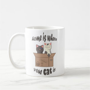Caneca De Café A citação engraçada de Home é onde seu gato está