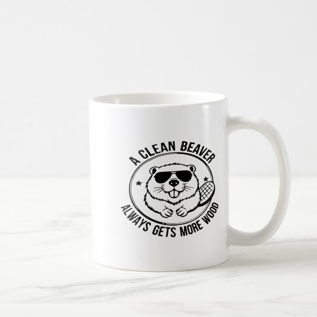 Caneca De Café A Clean Beaver Always Gets More Wood Adults Joke M (Direita)