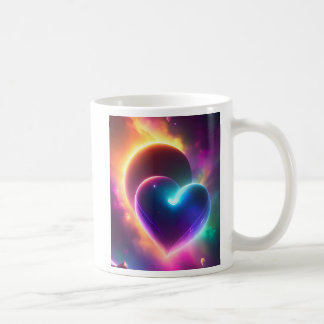 Caneca De Café A colourful romantic heart in space. AI