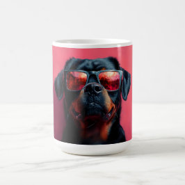 Caneca De Café A cool rottweiler with sunglasses
