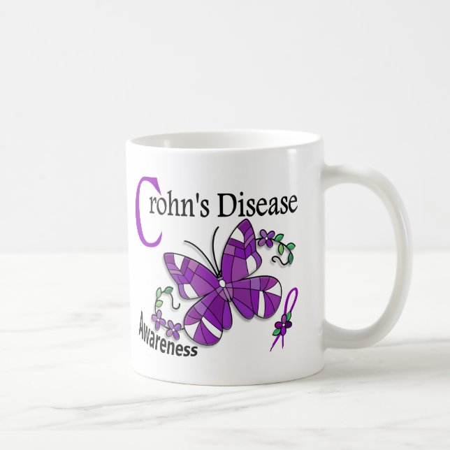 Caneca De Café A doença de Crohn da borboleta 2 do vitral (Direita)