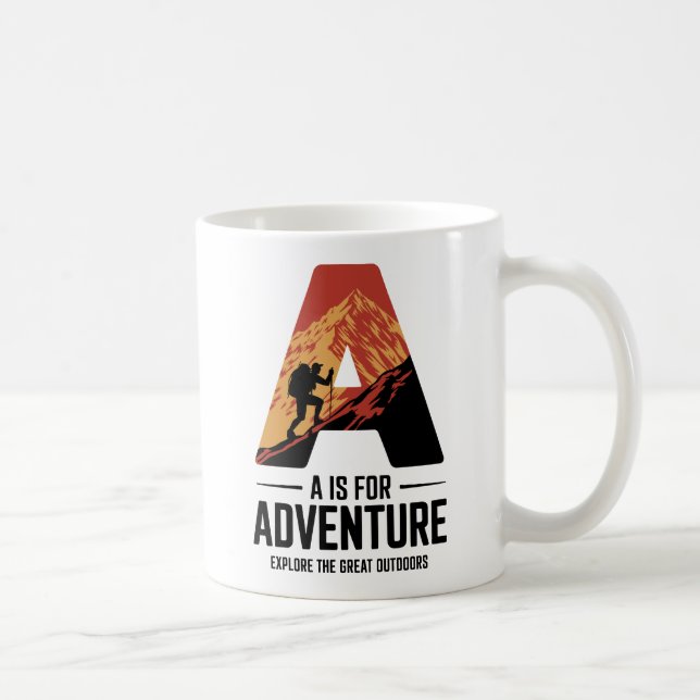 Caneca De Café A é para Adventure Hiking Mountain Design (Direita)