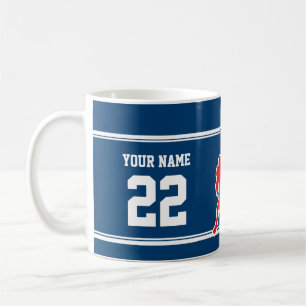Caneca De Café A equipa de futebol customizável azul e branca