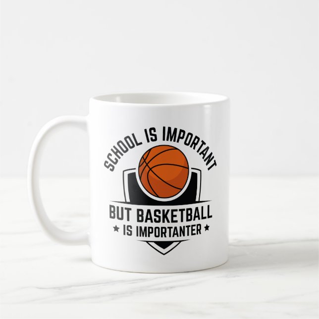 Caneca De Café A Escola É Importante Mas O Basquete É Importante (Esquerda)