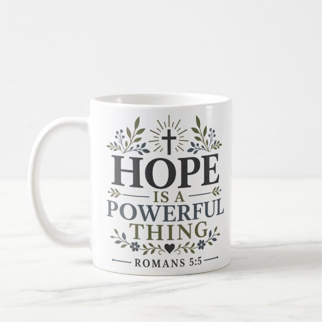 Caneca De Café A Esperança É Uma Coisa Poderosa Devocional Diário (Esquerda)