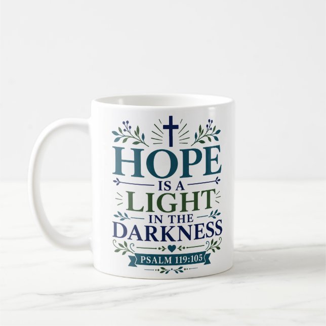 Caneca De Café A Esperança É Uma Luz Na Escuridão Fé Cristã (Esquerda)