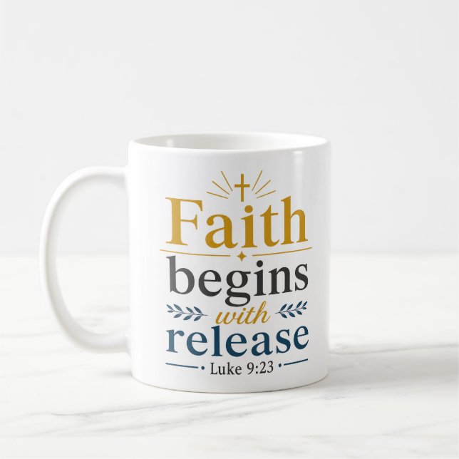 Caneca De Café A Fé Começa com a Libertação Verso Inspirador (Esquerda)