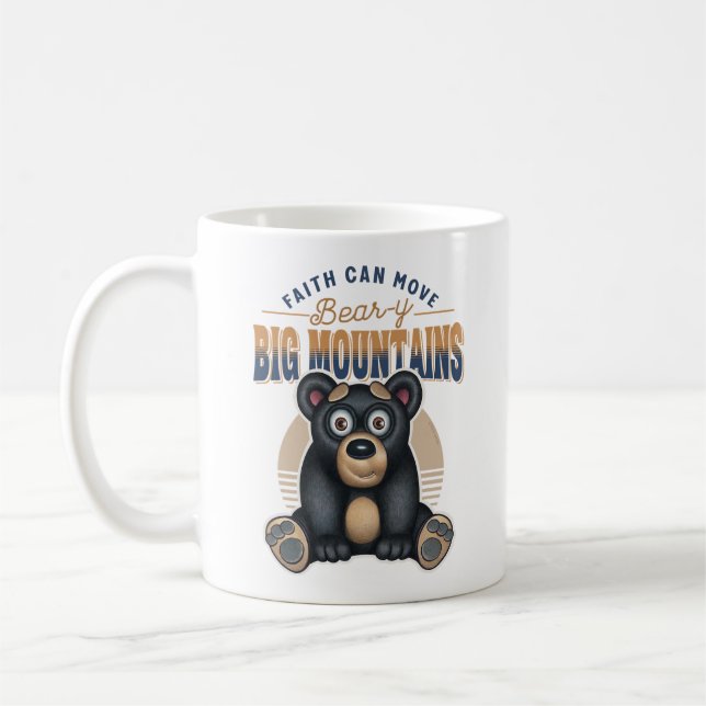 Caneca De Café A Fé do Urso Bonito Mova Montanhas Inspiracionais (Esquerda)