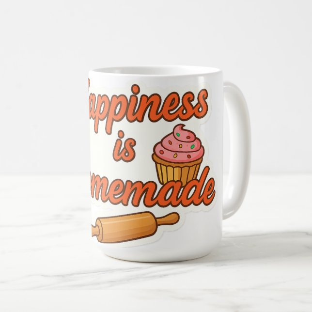 Caneca De Café A felicidade é o autocolante (Frente Esquerda)