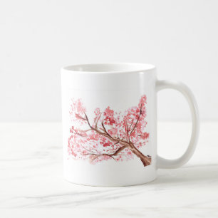 Caneca De Café A flor de cerejeira cor-de-rosa floresce a pintura