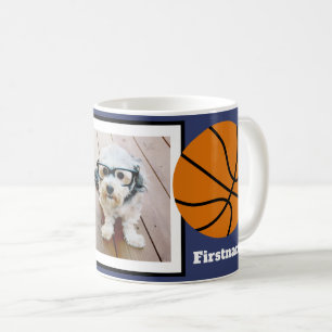 Caneca De Café A foto do basquetebol adiciona seu nome - pode