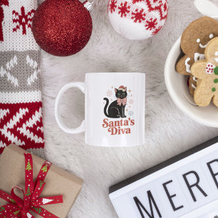 Caneca De Café A Gata Natalina Divina da Papai Noel para Ela