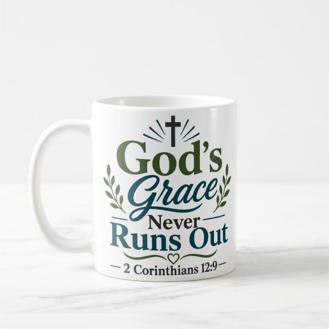 Caneca De Café A Graça de Deus Nunca Acaba Citação Bíblica Inspir (Esquerda)