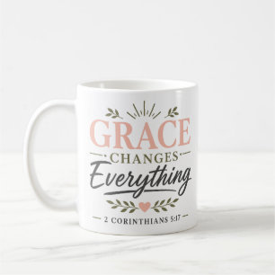 Caneca De Café A Graça Muda Tudo Citação Espiritual Negrita