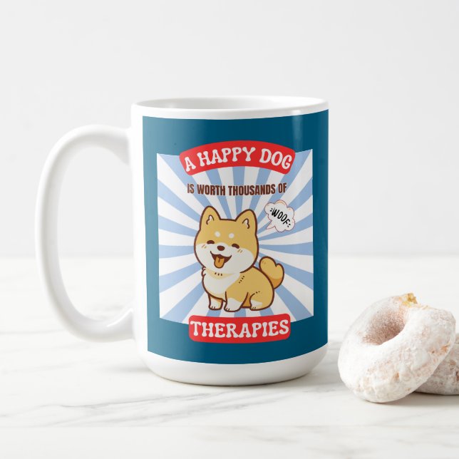 Caneca De Café A Happy Dog Shiba cute dog (Com Donut)