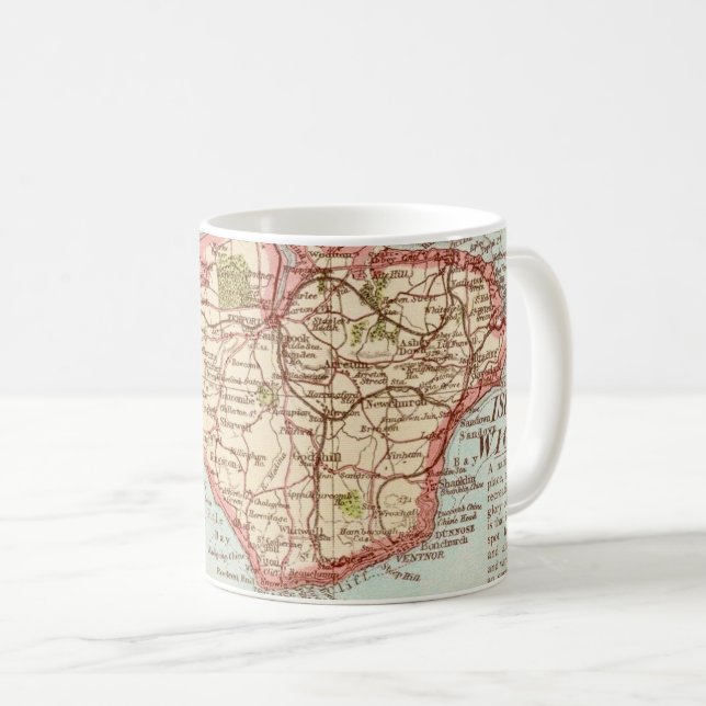 Caneca De Café A ilha de Wight Map Mug (Frente Esquerda)