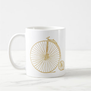 Caneca De Café A lápis antiquado Dourado desenho do Unicycle do