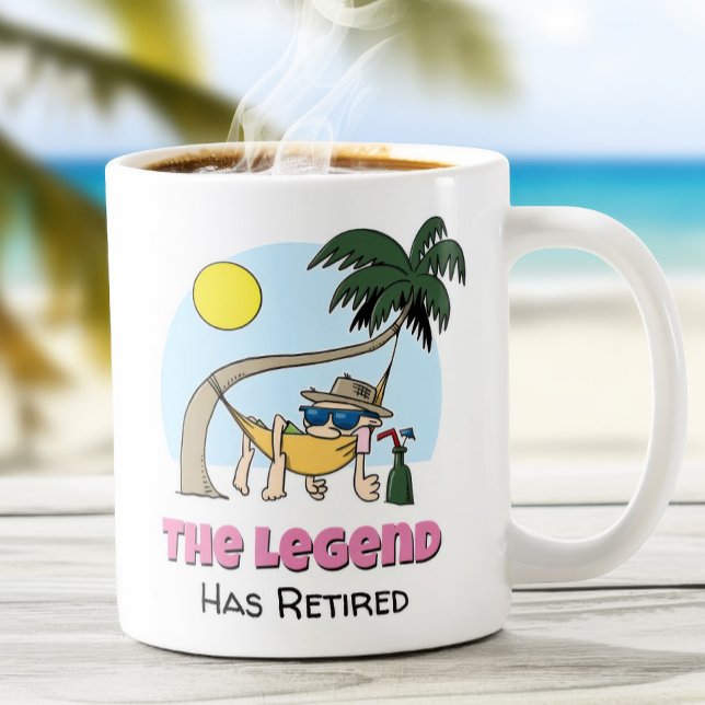 Caneca De Café A Lenda Aposentou O Engraçado Chill Hammock (The LEGEND Has Retired coffee mug on tropical beach)
