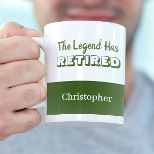 Caneca De Café A Lenda se Aposentou Verde Branco Aposentadoria