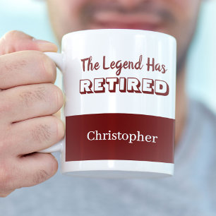 Caneca De Café A Lenda se Aposentou Vermelho e Branco Aposentador