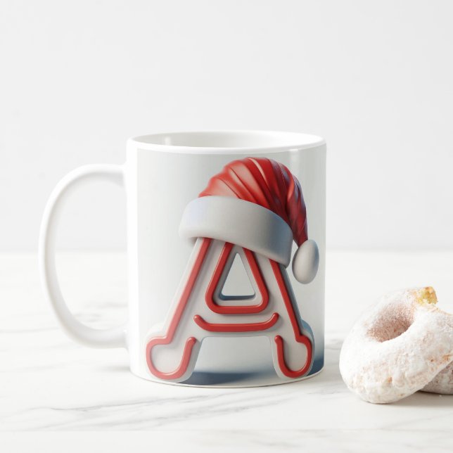 Caneca De Café A letter Christmas  design Mug Festive  Design (Com Donut)