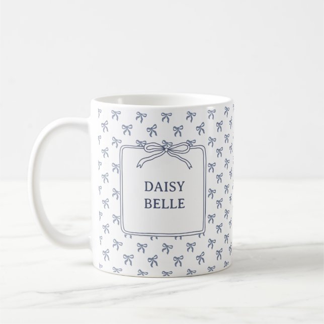 Caneca De Café A Little Blue Jean Baby Blue Coquette Bow (Esquerda)