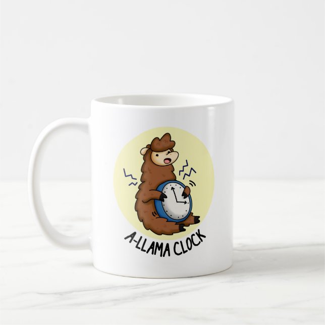 Caneca De Café A-llama Clock Funny Llama Pun (Esquerda)