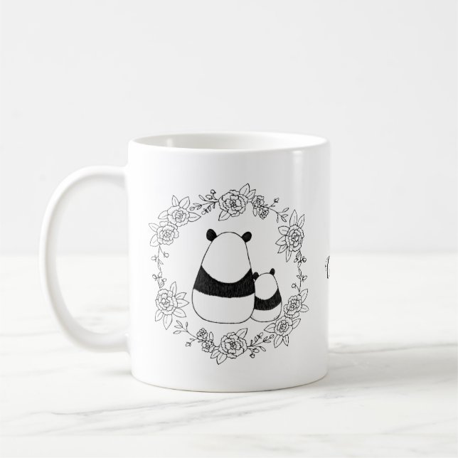 Caneca De Café A mãe do urso Panda e o bebê personalizados com o  (Esquerda)