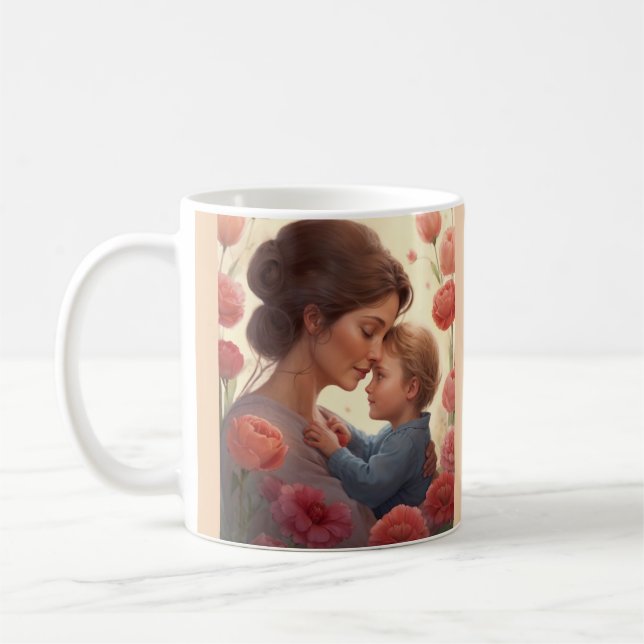 Caneca De Café À Mãe Mais Amável - Mãe E Filho (Esquerda)