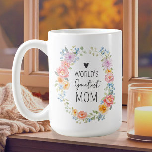 Caneca De Café A Maior Mãe do Mundo Citação Personalizada Floral 