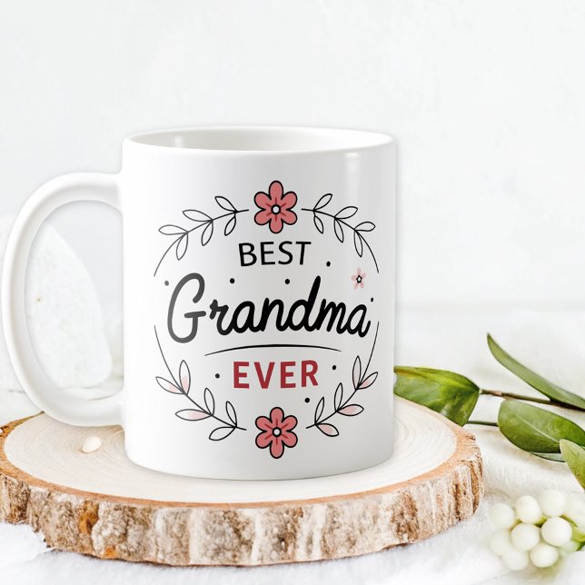 Caneca De Café A Melhor Avó Alguma Vez Floral Coffee Mug (Criador carregado)